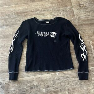 Wicked Black Skull Long Sleeve Tee Vintage